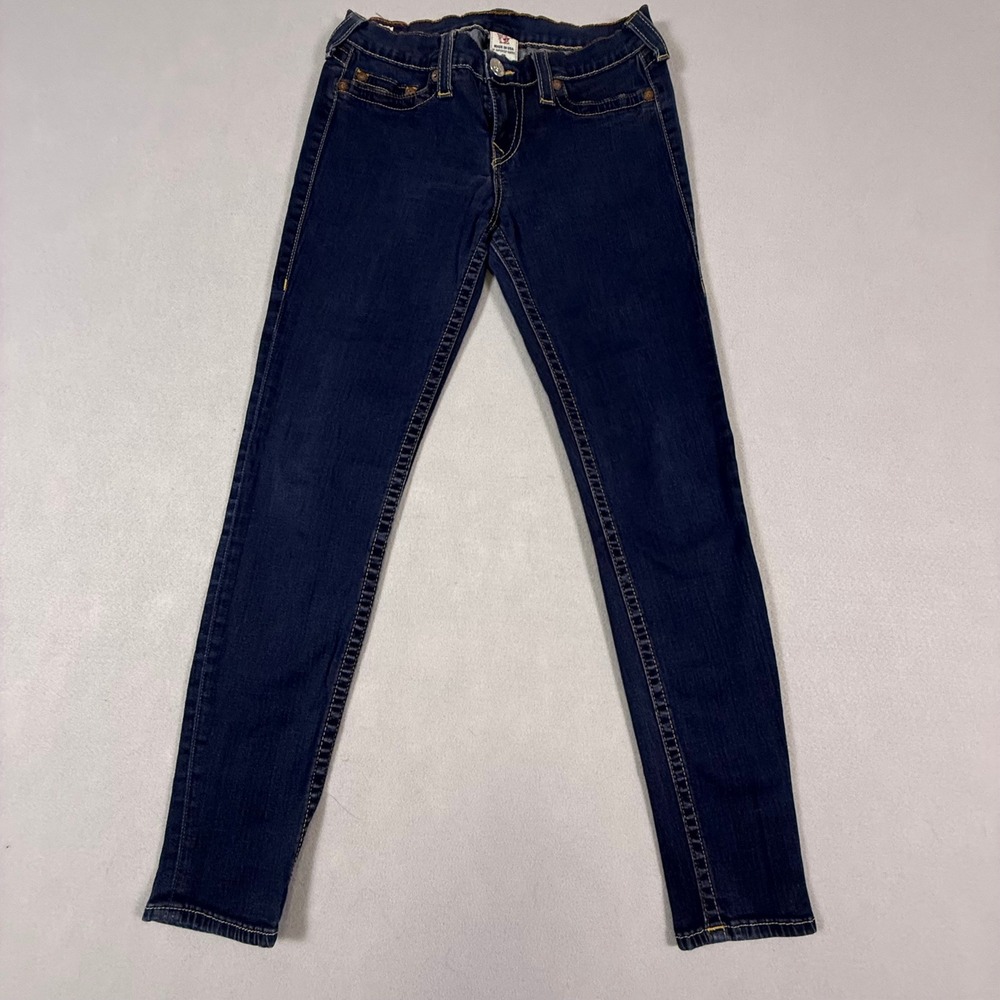 True Religion Casey Skinny Jeans Dark Wash LRise Indigo Blue Size 32 Made in USA